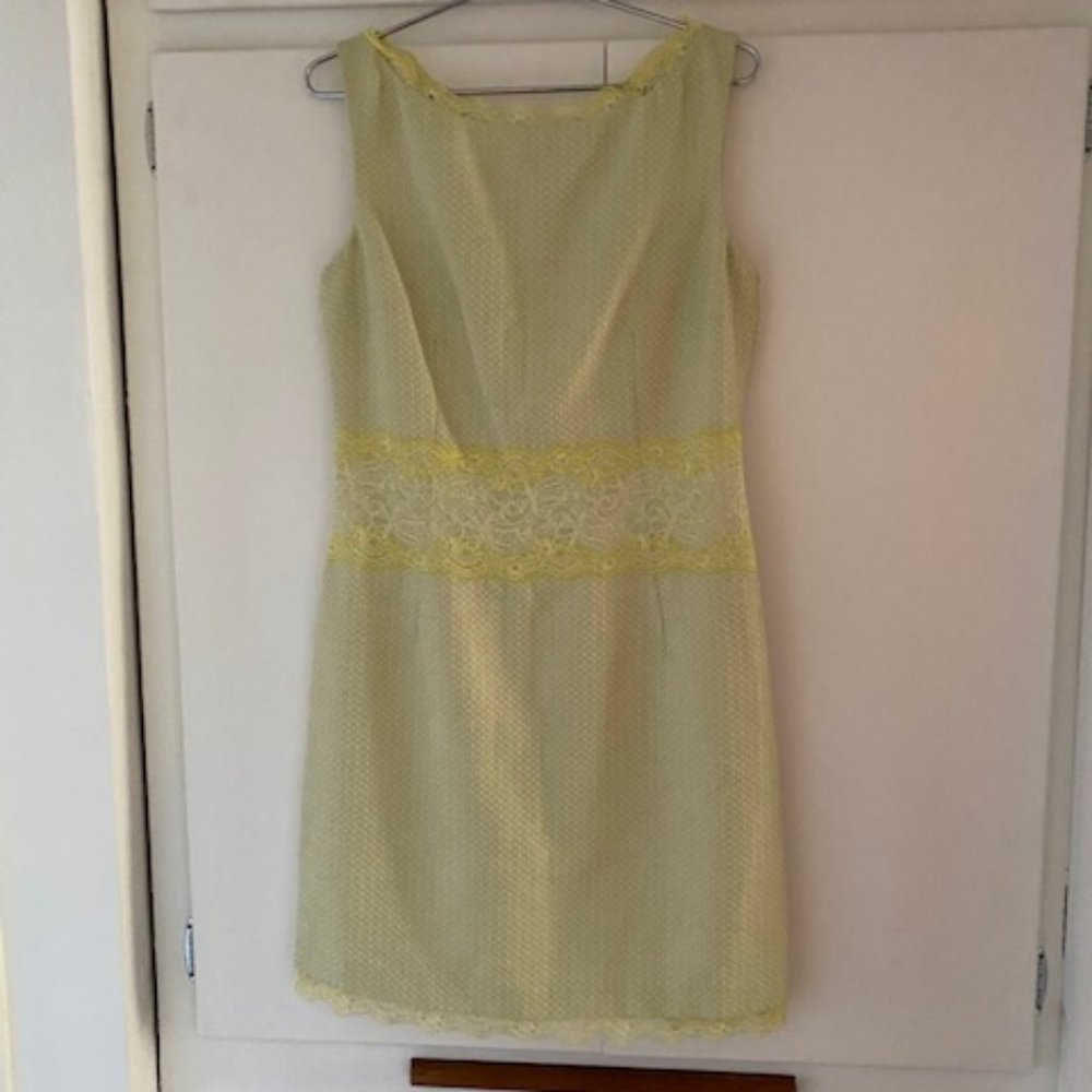 Dolce and Gabbana light chartreuse cotton linen blend dress size 30/44